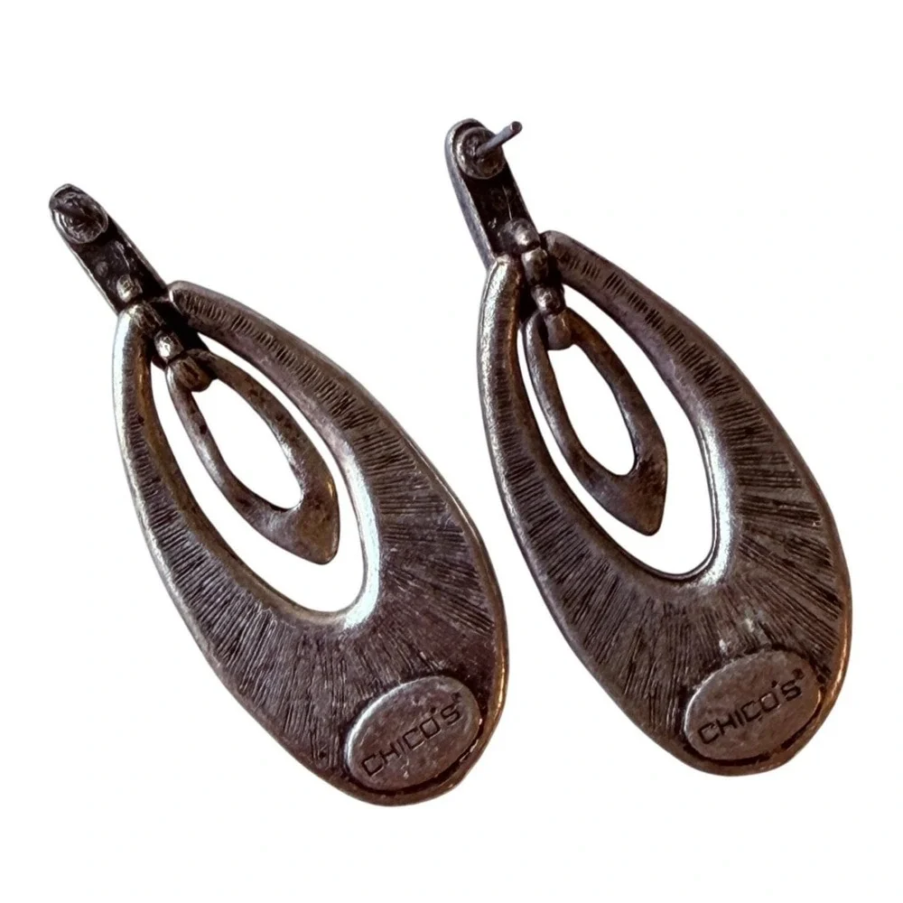 Vintage 1990s Chico's Red Jointed Statement Dangle Earrings Modernist Pierced‎